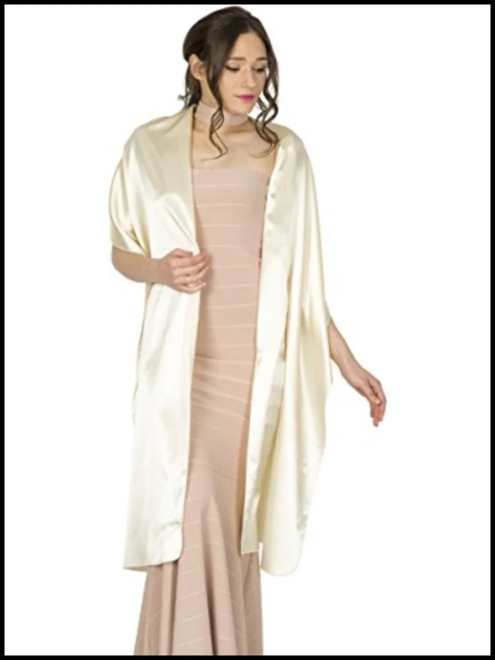 Satin Evening Shawl Wrap, Wedding Bridal, Prom, One Size, Lightweight